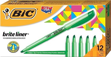 BIC BRITE LINER XL HIGHLIGHTER GREEN